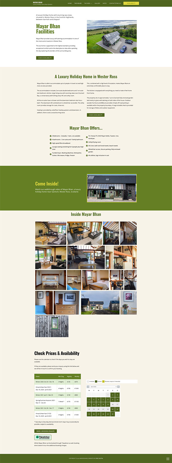 Holiday Home Website Design - Information Pages